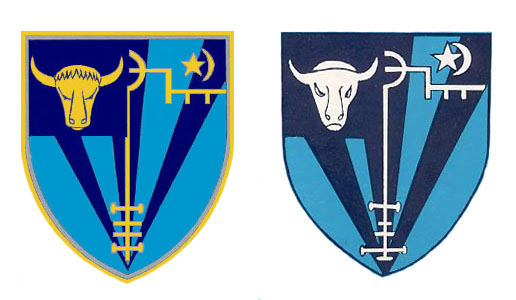 Two renderings of the crest