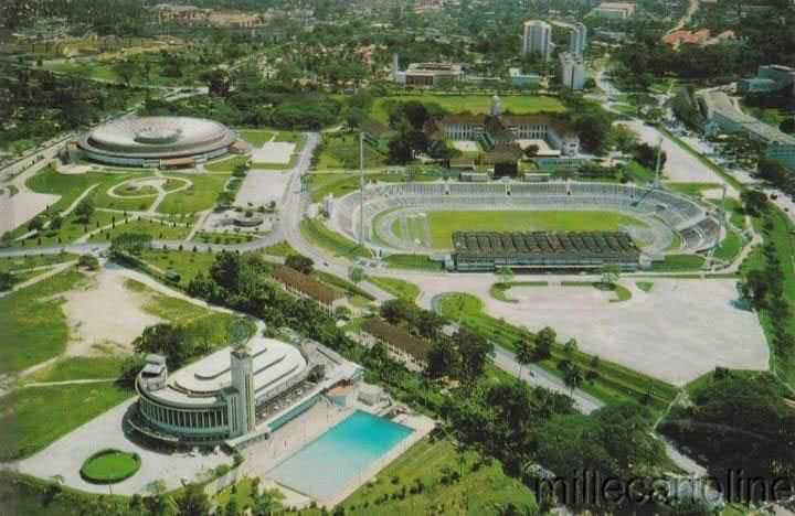 Aerial view of school, 1960s