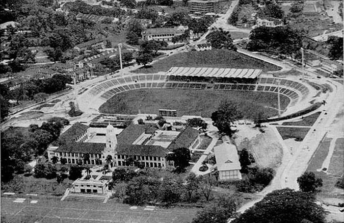 Aerial view of the school, 1958