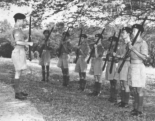 Cadets training with rifles, 1954