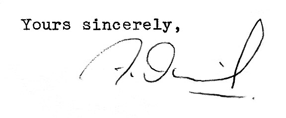 F Daniel's signature