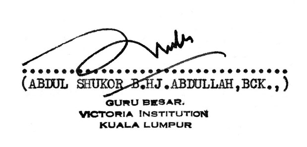 Dr Abdul Shukor's Signature
